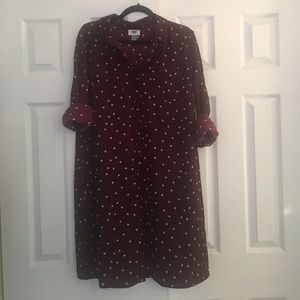 Burgundy shirt dress