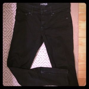 Black Capri Express Stretchy Jeans w/ Ankle Zipper