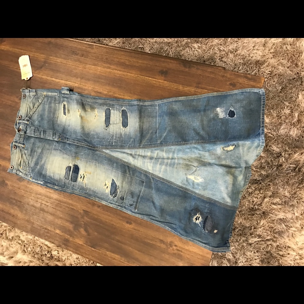 Rrl repaired jeans skirt