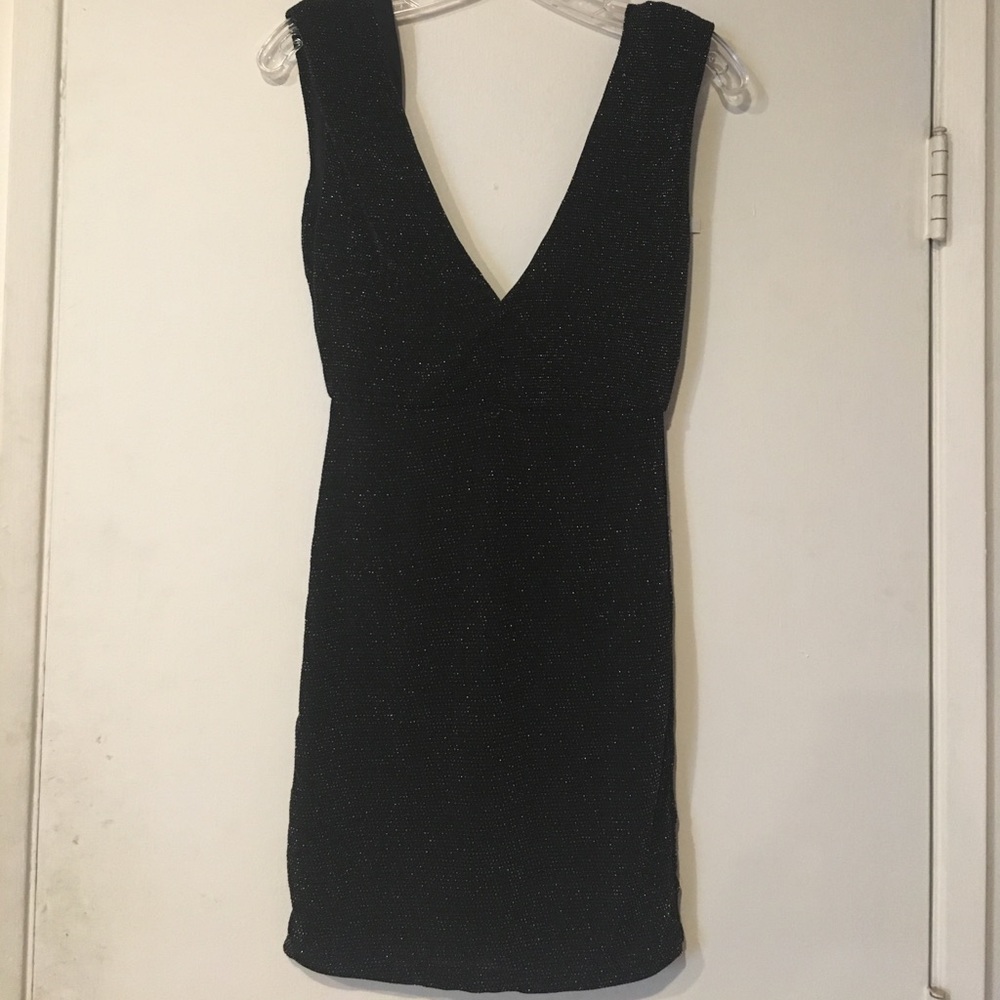 Women's Black & Gold V-Neck Dress