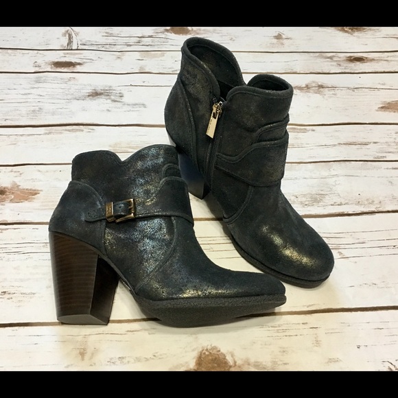 Vince Camuto Shoes - Vince Camuto Navy and Gold Iridescent Booties