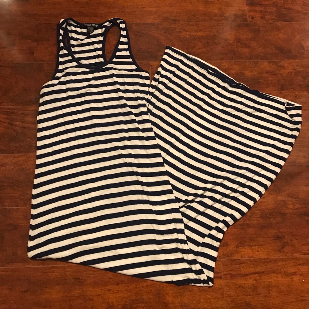 American Dream | Navy & White Racerback Maxi Dress
