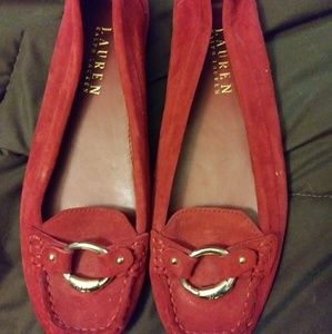 Red Ralph Lauren Suede Ballet Flats