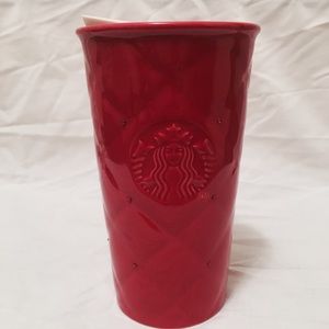 Starbucks Red Quilted Swarovski Crystal Travel Mug
