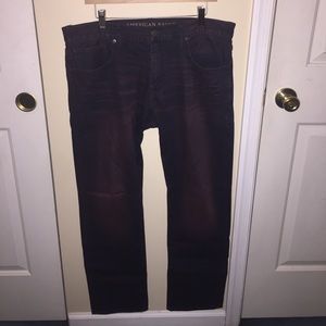 Slim straight dark red “red velvet” 34x32 jeans