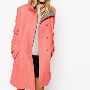 ASOS swing coat w/ funnel neck in textured wool.