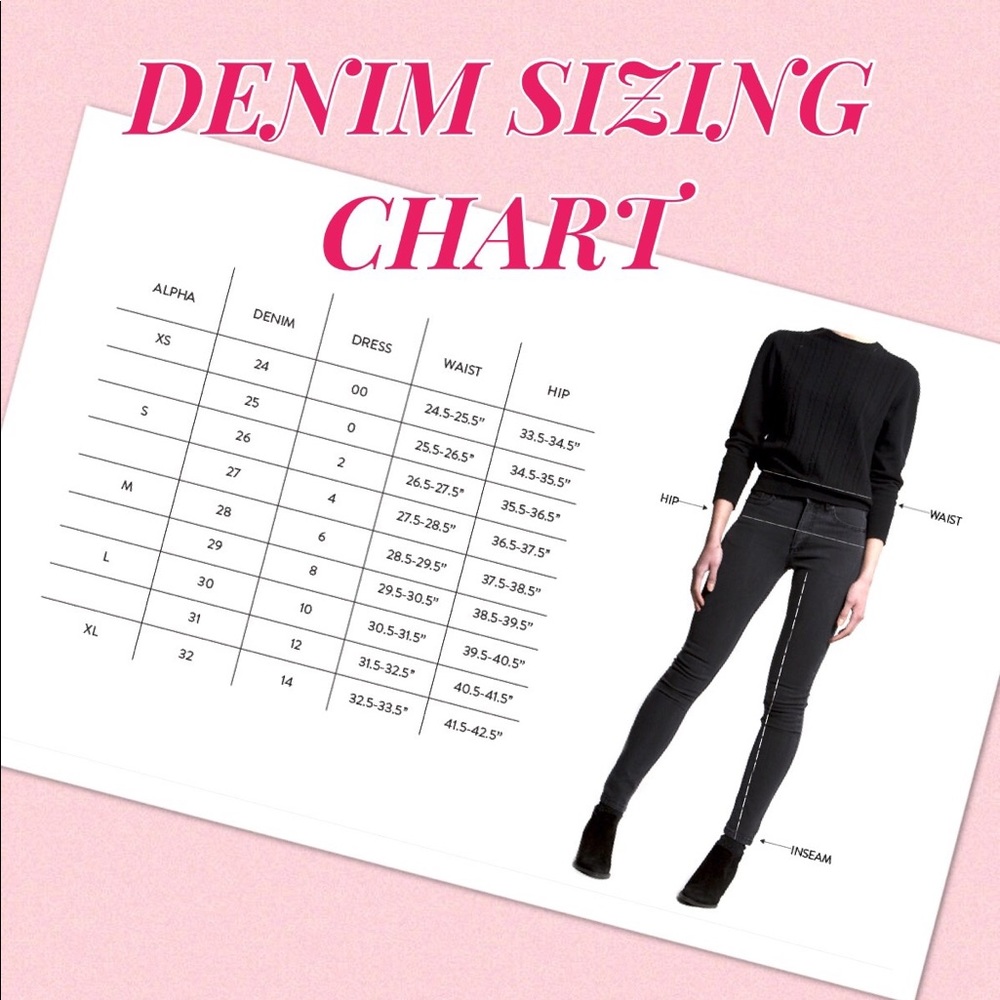 DENIM SIZING CHART