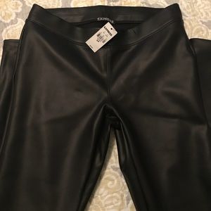 Black Express leather-like leggings.