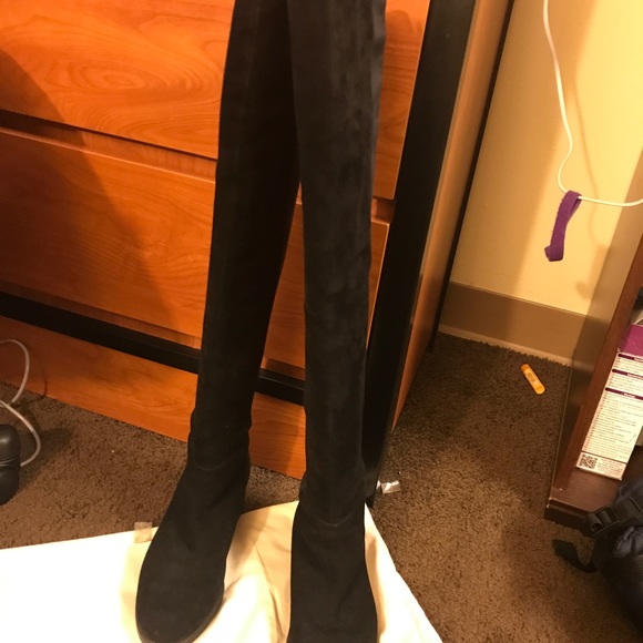 Tory Burch Over the Knee Boots Suede Black - Picture 3 of 5