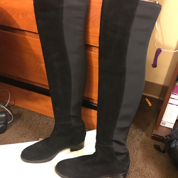 Tory Burch Over the Knee Boots Suede Black - Picture 4 of 5