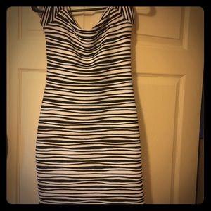 A black and white stripped dress