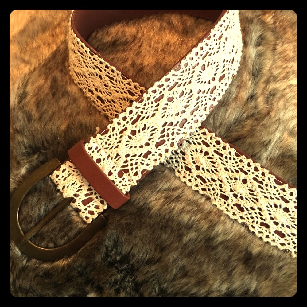 Brown with cream lace belt