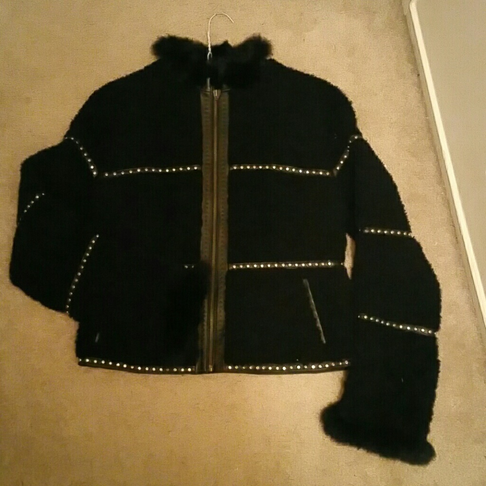 Black Lamb and Fox Trim Coat with