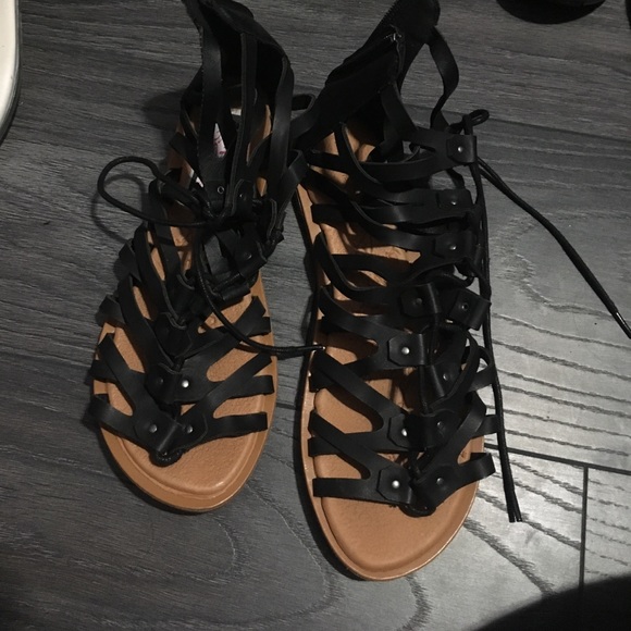 Black Strappy Sandals - Picture 1 of 2