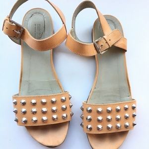 Sonia rykiel tan studded flat sandals 40 10