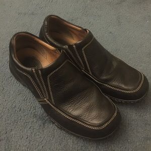Slip-on black leather shoes