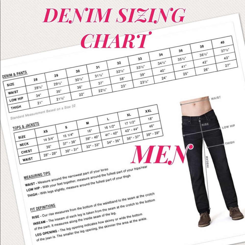 DENIM SIZING CHART
