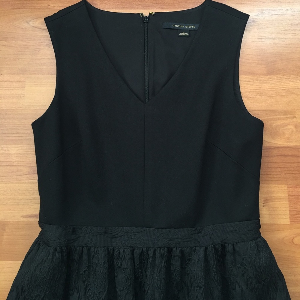 CYNTHIA STEFFE | Black Midi Evening Party Dress Sleeveless V Neck - Picture 2 of 8