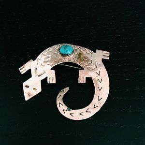 Silver & Turquoise Lizard Pin🦎