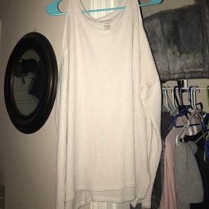 American Eagle waffle knit cold shoulder top