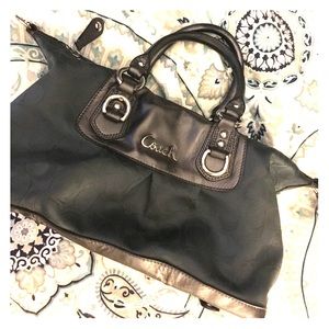 Coach Nylon & Leather Gray Silver Tote crossbody