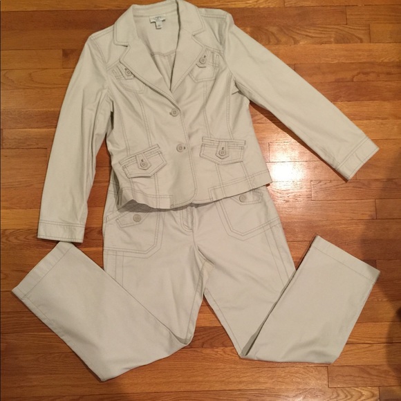 LOFT Jackets & Blazers - Loft cotton tan 2 piece suit