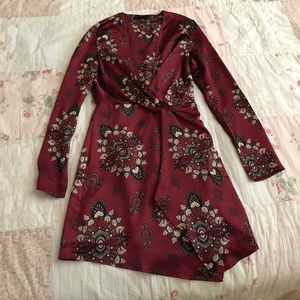 Missguided silky plunge wrap shift dress