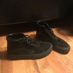 Black suede skate-hi vans.