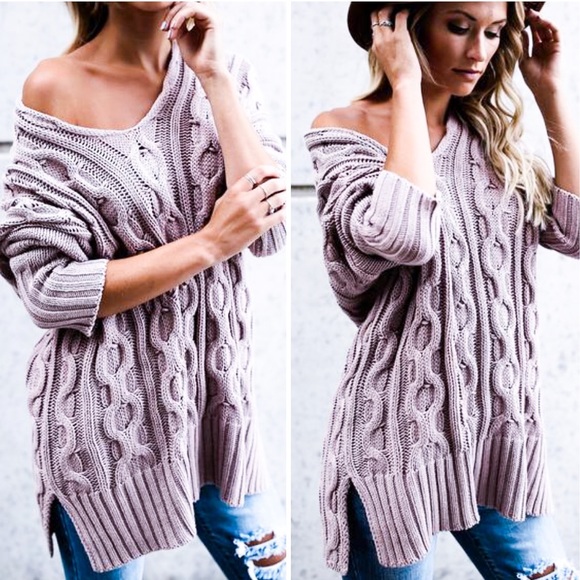 Jennifer's Chic Boutique Sweaters - Mauve Cable Knit Sweater