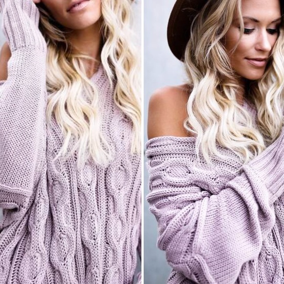 Mauve Cable Knit Sweater - Picture 2 of 4