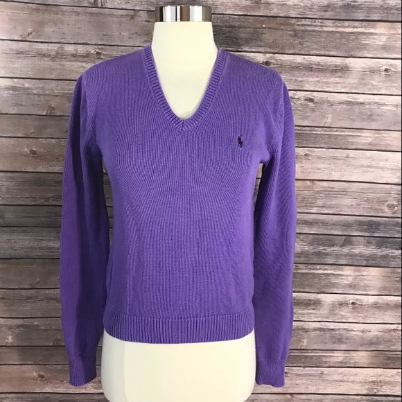 Ralph Lauren Sweaters - Ralph Lauren Sport Sweater Med Solid Purple V Neck