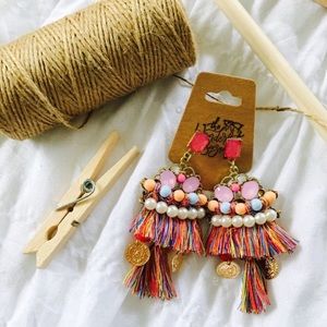 Bohemian Style Multi Color Tassel Earrings