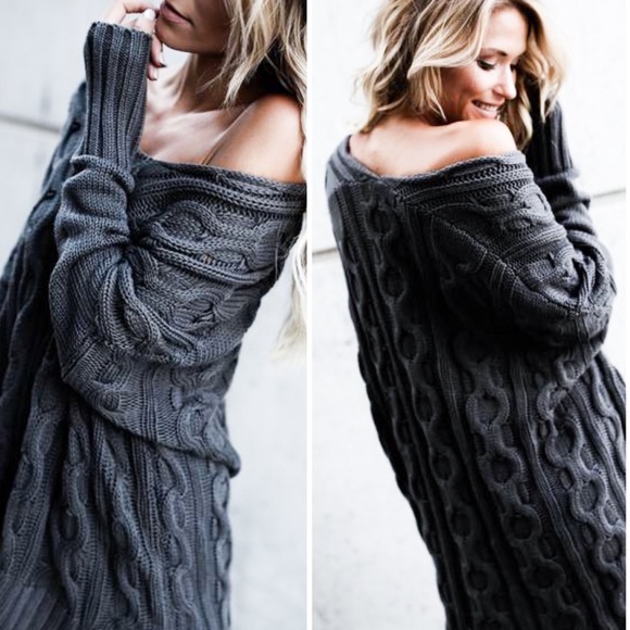 Dark Olive Cable Knit Sweater - Picture 2 of 3