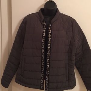 Chicos Quilted Khaki Green Open Jeweled Jacket Chicos Quilted Khaki Green Open Jeweled Jacket