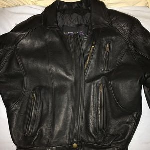 Leather biker coat