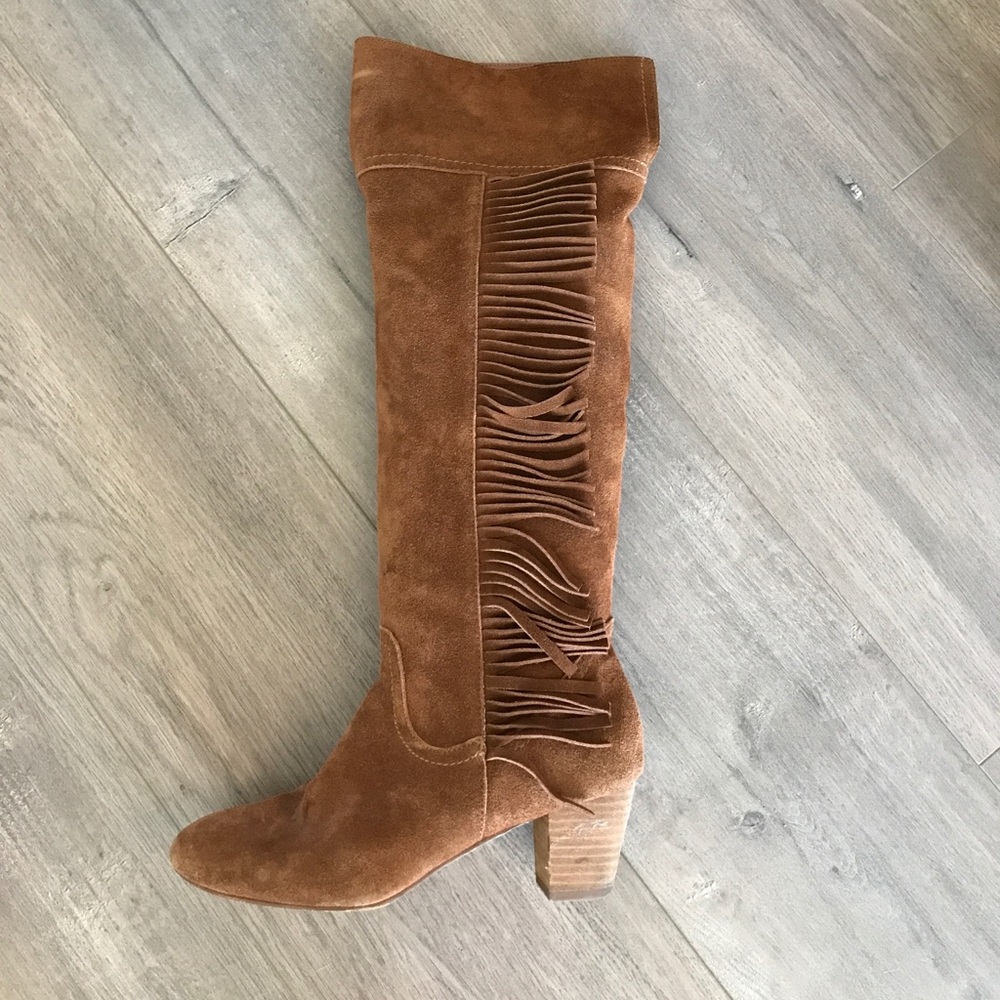 Urban Outfitters Real Suede Fringe Knee High Boots
