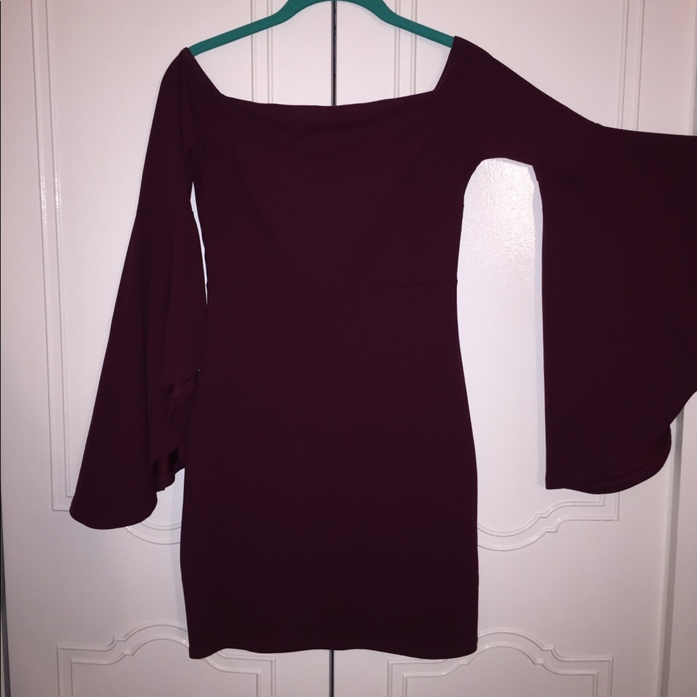 Off the shoulder flared sleeve dress