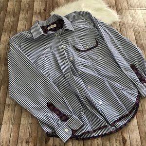 Talbots Button Up Striped Detail Pattern Preppy