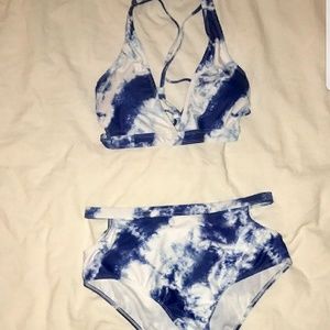 Tie dye high waisted bathing suit