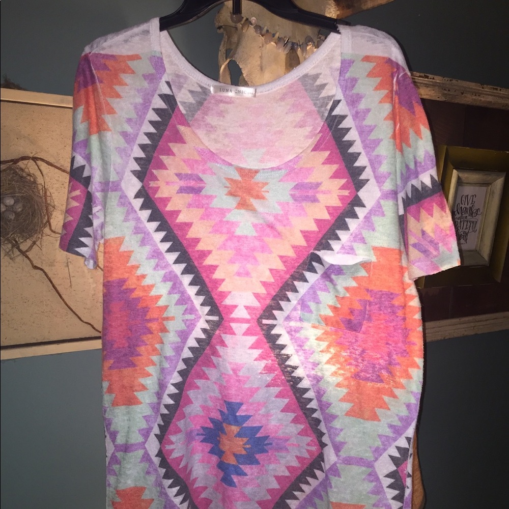 Women's large Aztec print top