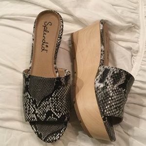 SPLENDID BLACK WHITE WEDGES SPLENDID BLACK WHITE WEDGES