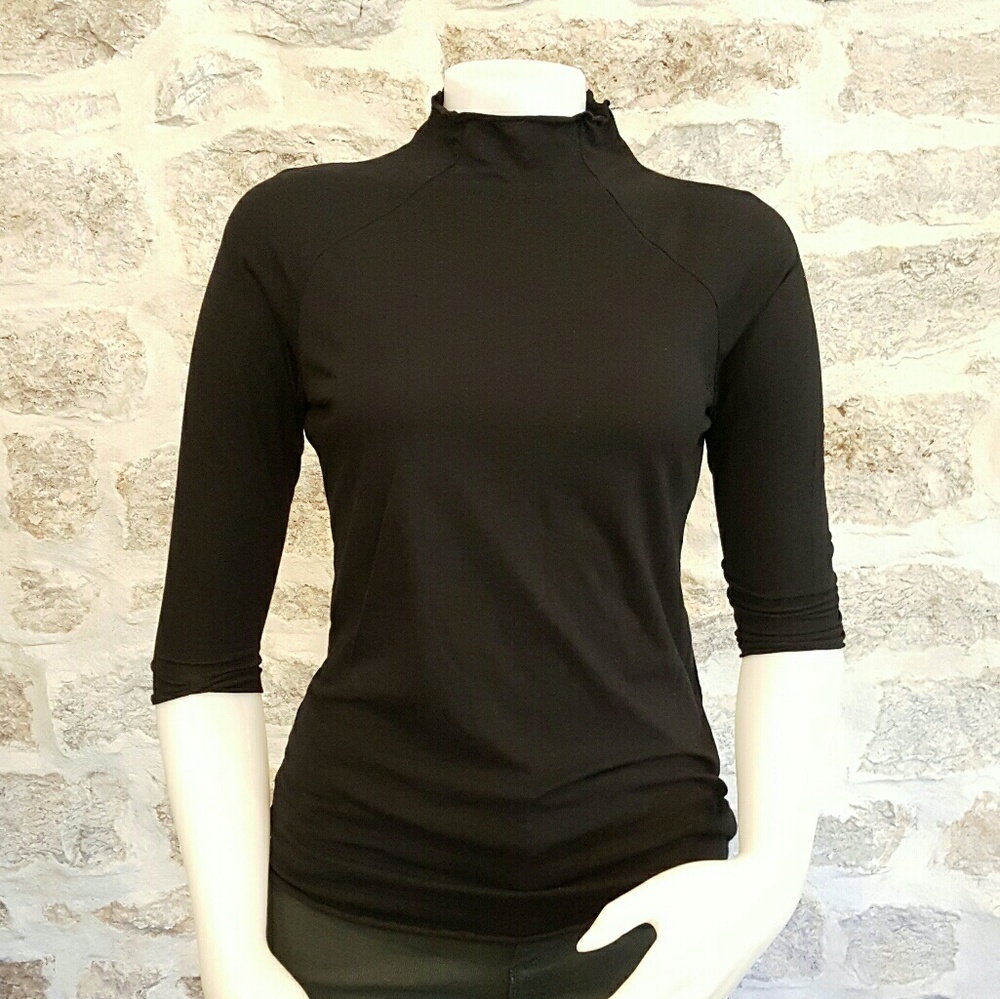 Free People Black Half Sleeve Shirt