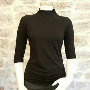 Free People Black Half Sleeve Shirt