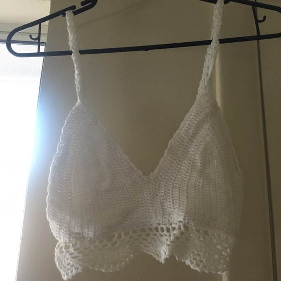 White/beige crotchet bralette (M) - Picture 1 of 3