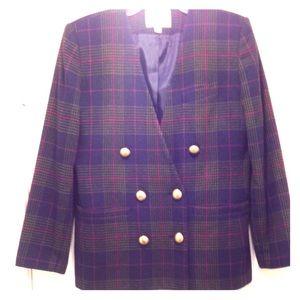 Vintage plaid blazer with great color/gold buttons Vintage plaid blazer with great color/gold buttons