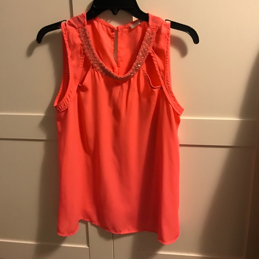 Hot pink beaded tank