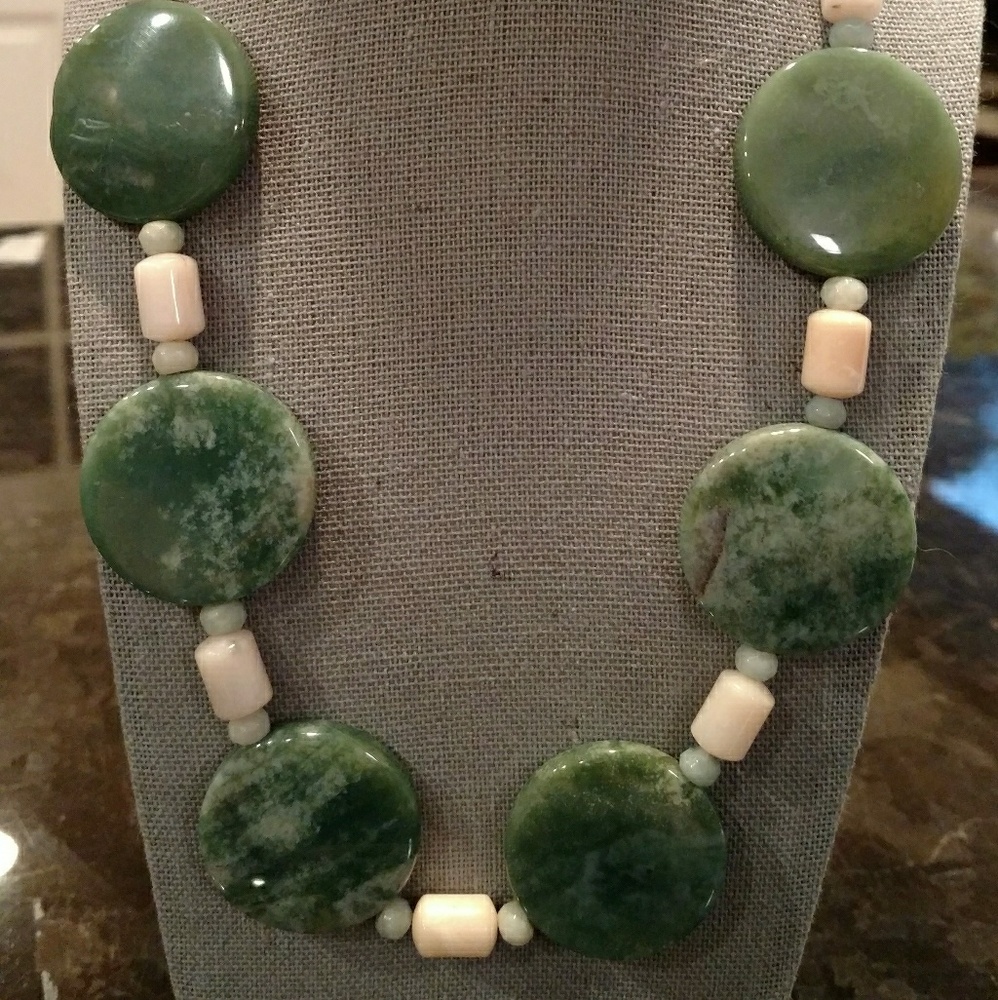 Yameen Light Moss Agate, Peruvian Opal Necklace