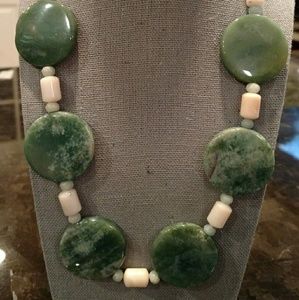 Yameen Light Moss Agate, Peruvian Opal Necklace