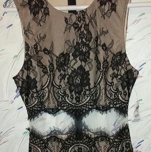 Black Sheer Lace Midi Dress