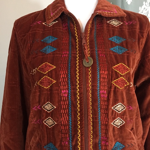 Coldwater Creek Suede Tribal Jacket - Picture 3 of 7